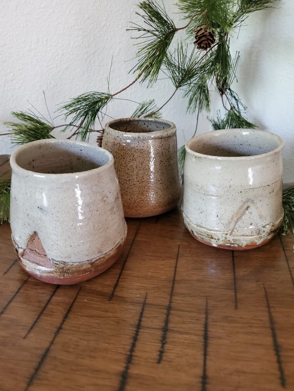 Set of 3 Hand Thrown Ceramic Wine Sippers Speckled Stoneware Pottery Cups